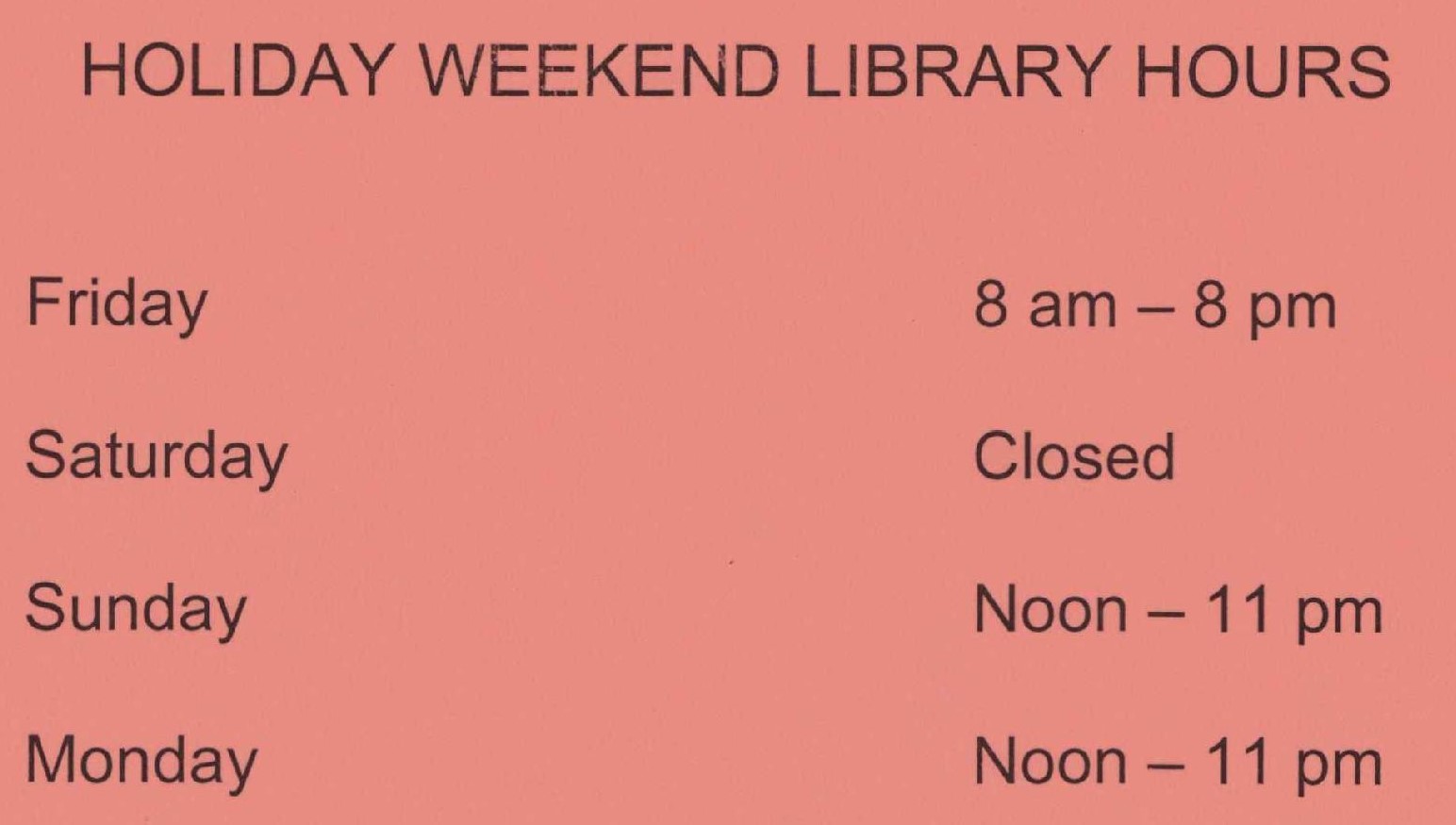 Presidents' Day Hours