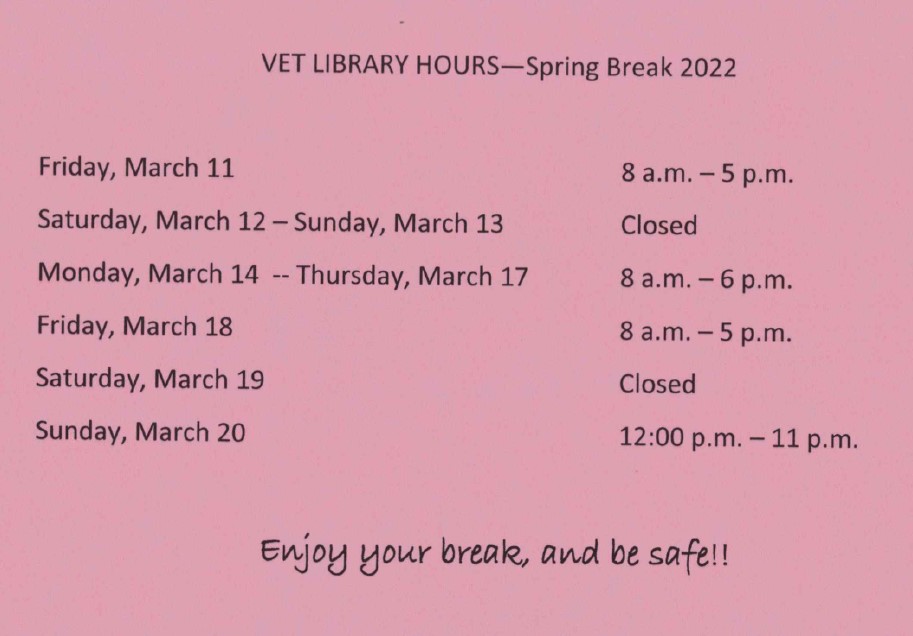 Library Spring Break Hours